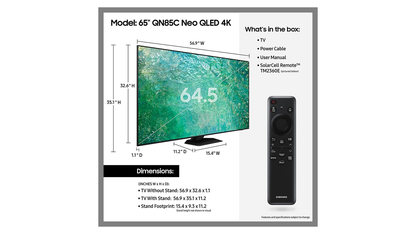 Samsung 65" QN85C Neo QLED 4K Smart TV (2023)