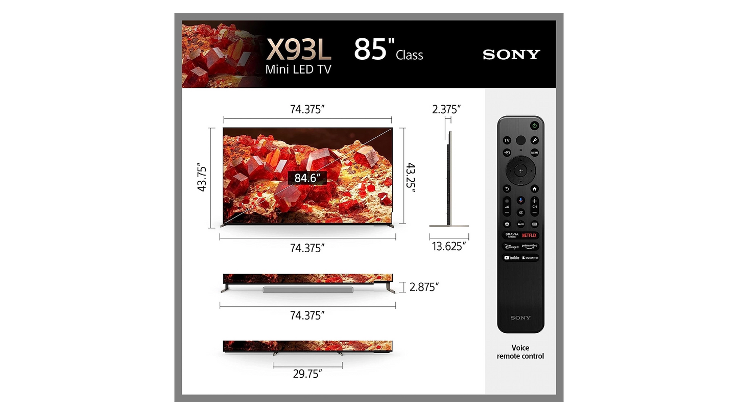 Sony BRAVIA XR 85" X93L Mini LED 4K Google TV (2023)