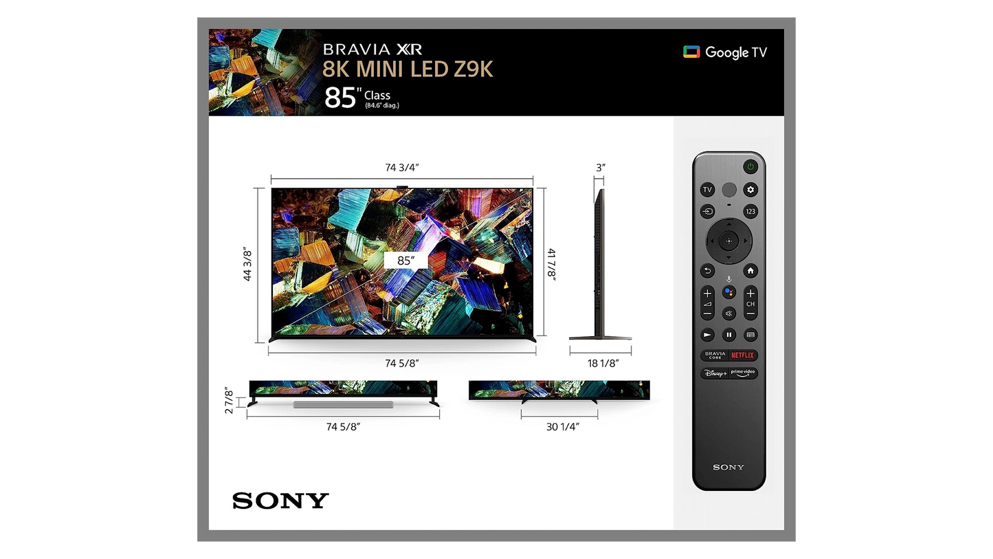 Sony BRAVIA XR 85" Z9K 8K Mini LED Google TV (2022)